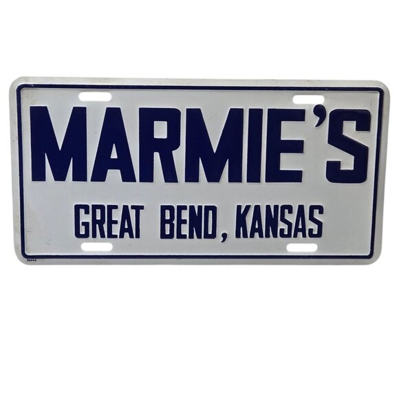 Marmies Great Bend Kansas Car Dealership License Plate Metal KS Car Tag Promo - Picture 1 of 10